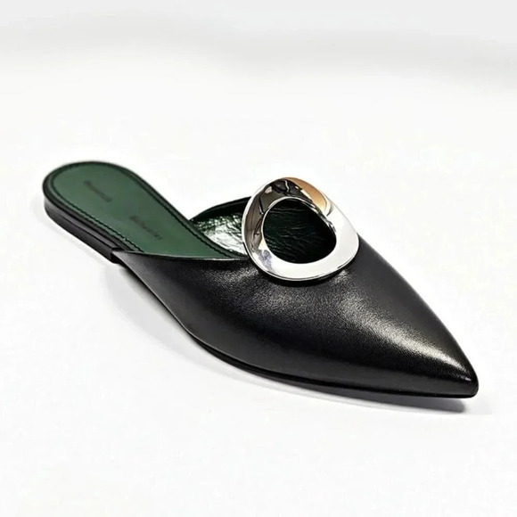 Proenza Schouler Women's Black Circle Ring Point Mules Slide Size 37.5 MSRP $550 - Picture 1 of 9